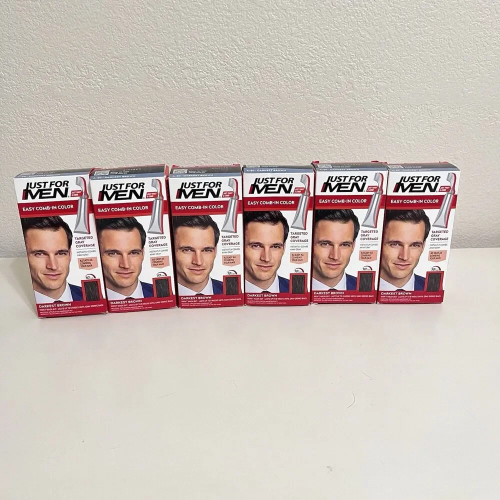 Just For Men Easy Comb-In Color A-50 Darkest Brown Lot of 6 NEW